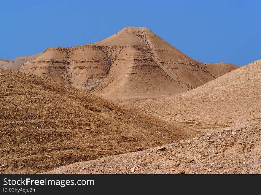 Scenic mountain in stone desert