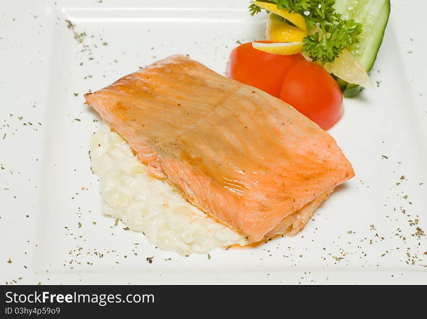 Red Trout Steak With Vegetables