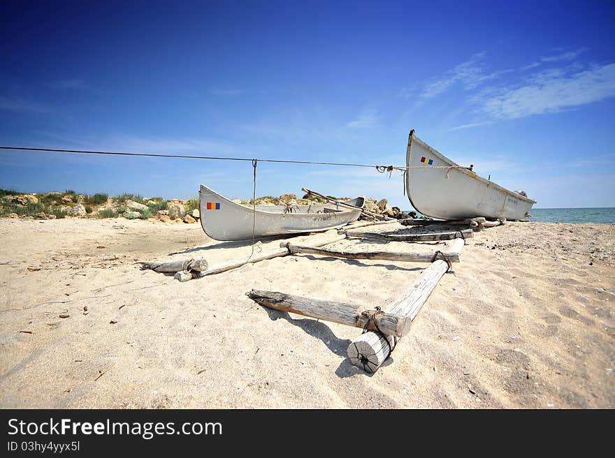 Old Fisherman Boat On Sea Shore