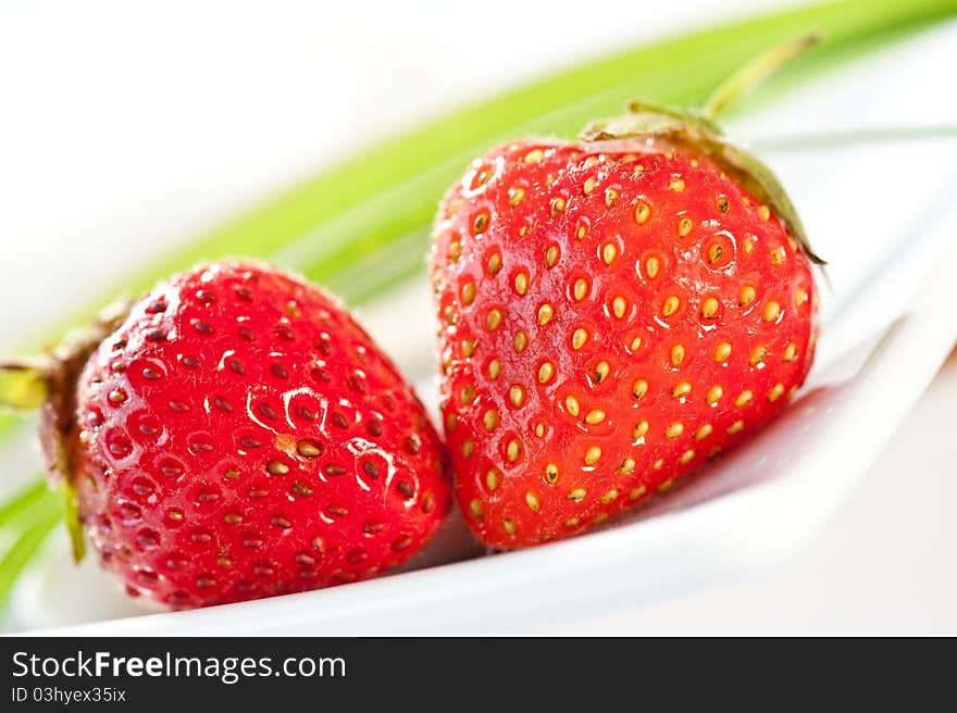 Strawberries served on a plate