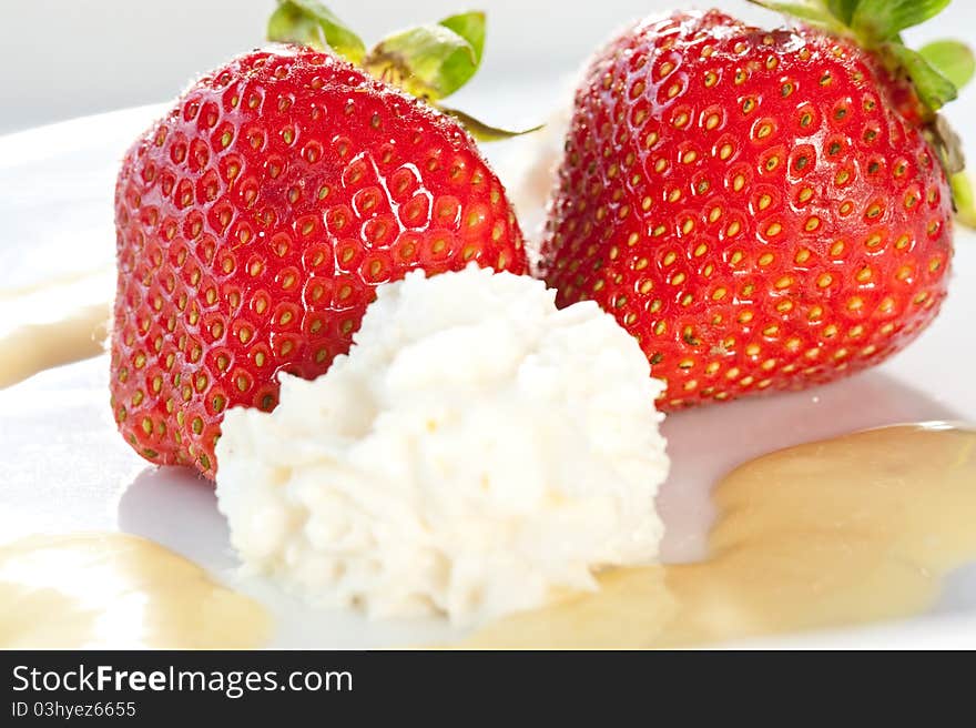 Strawberries served on a plate