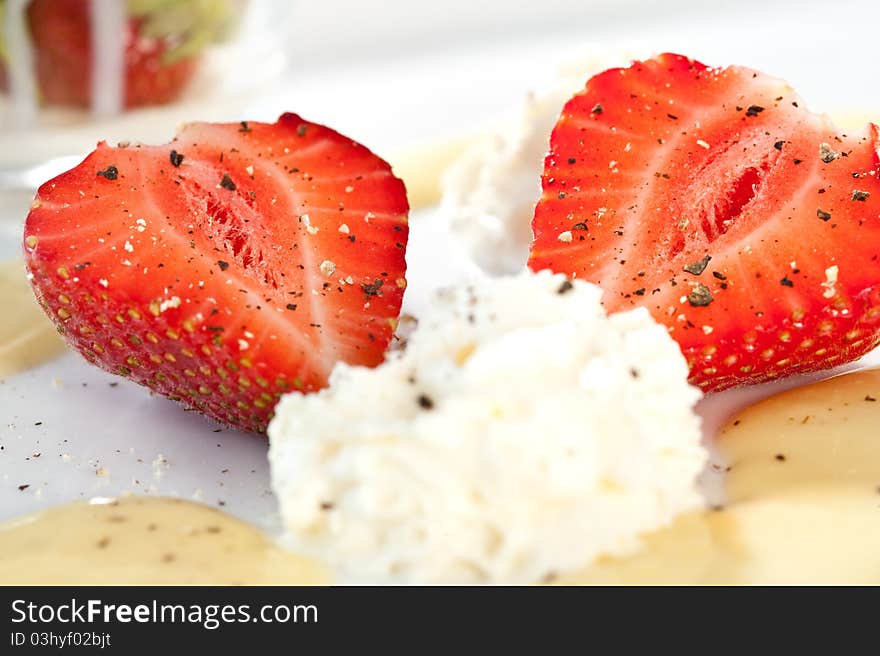 Strawberries served on a plate