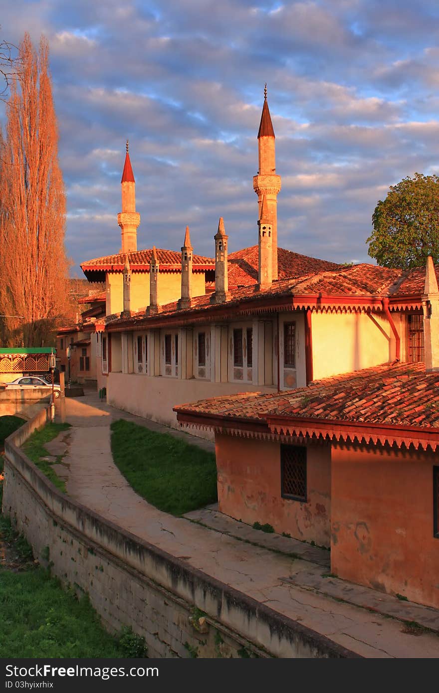 Mosque at the sunset