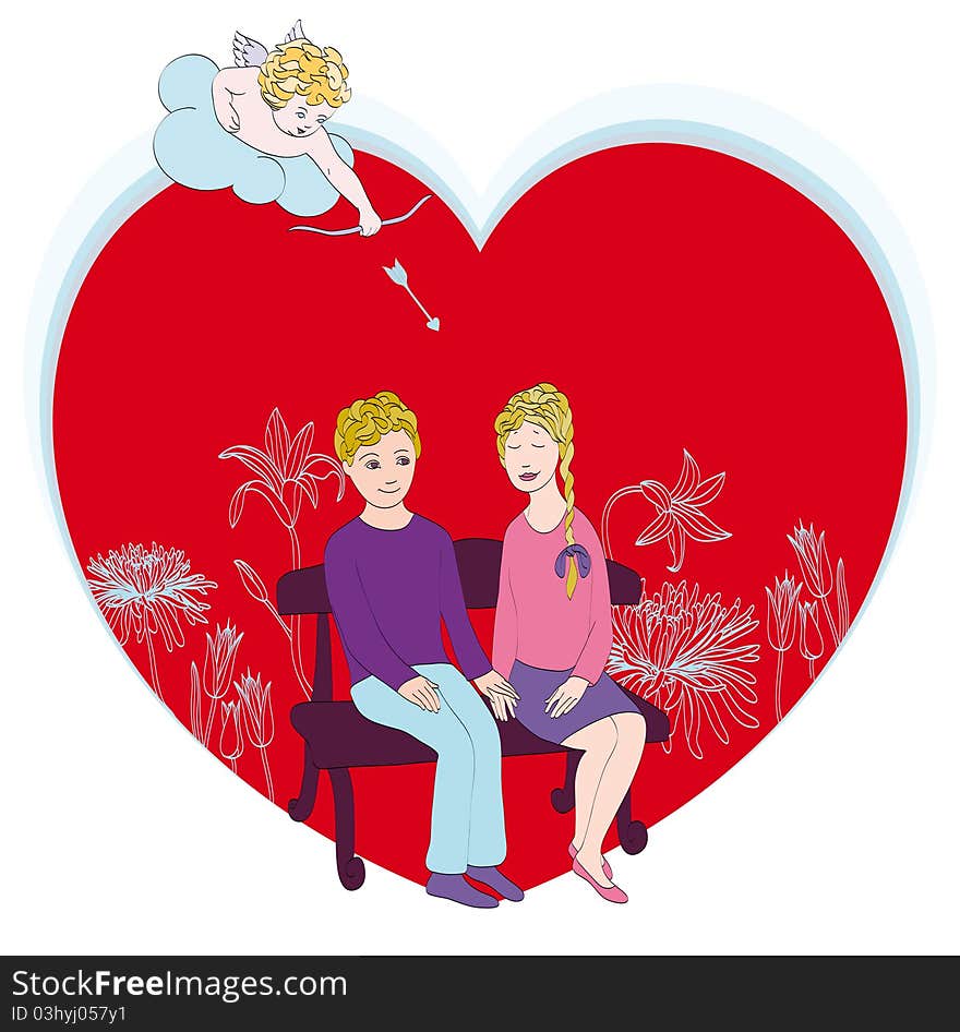 Hand-drawn graphics - the theme of romantic love. Hand-drawn graphics - the theme of romantic love