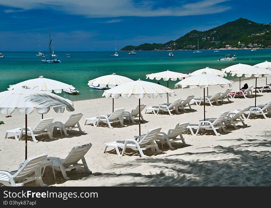 White beach umbrella