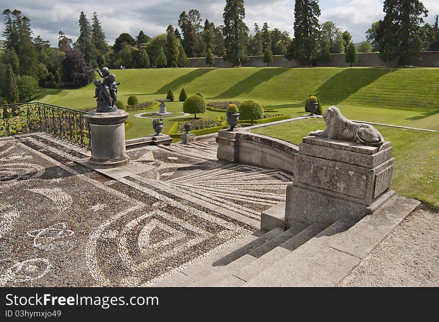 Powerscourt formal gardens in County Wicklow, Ireland. Powerscourt formal gardens in County Wicklow, Ireland