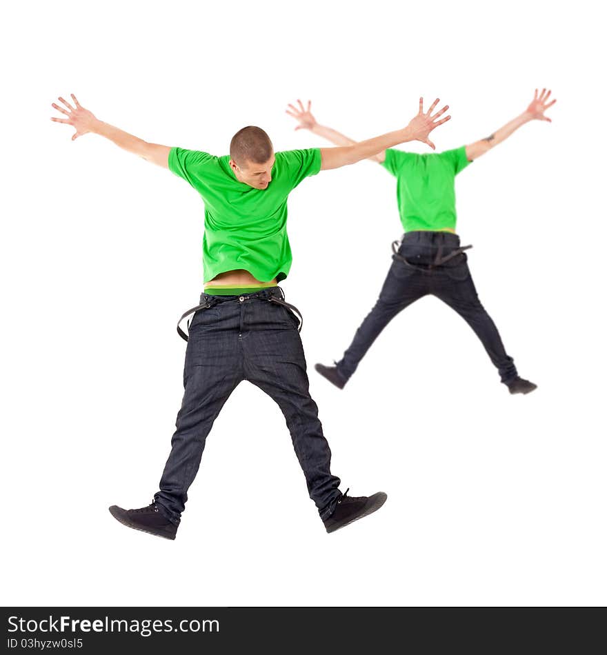 Two Male Break Dancers Jumping