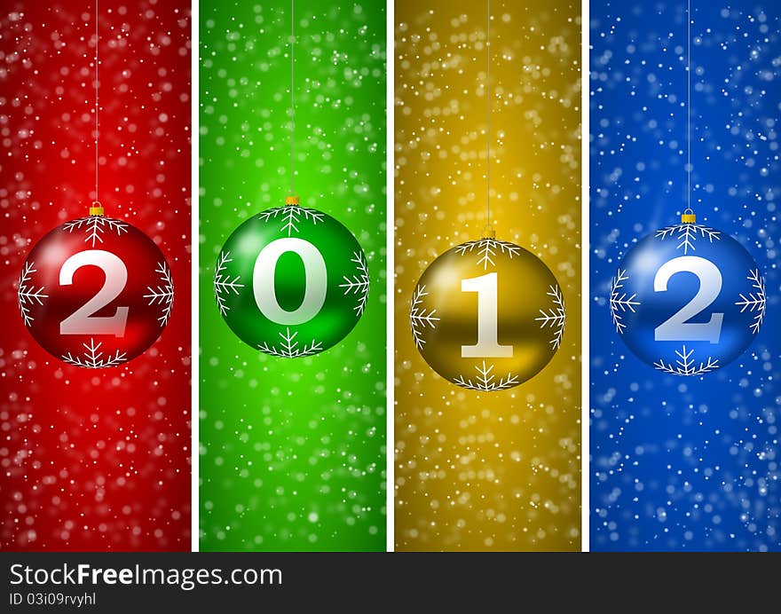 2012 new year illustration with christmas balls