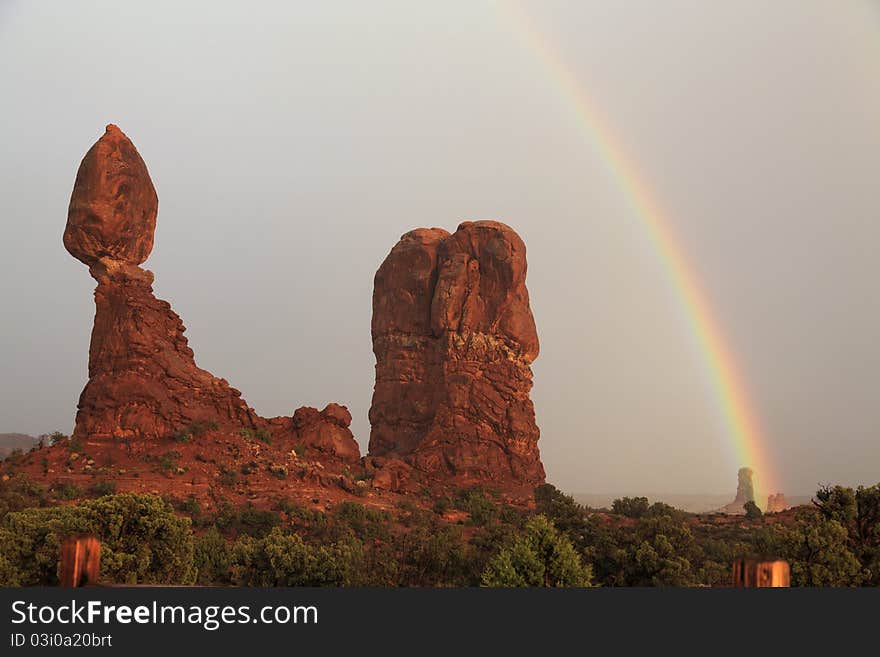 Balanced Rock and Rainbow