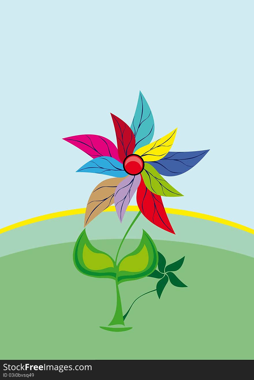 Flower on isolated background.  Illustration.