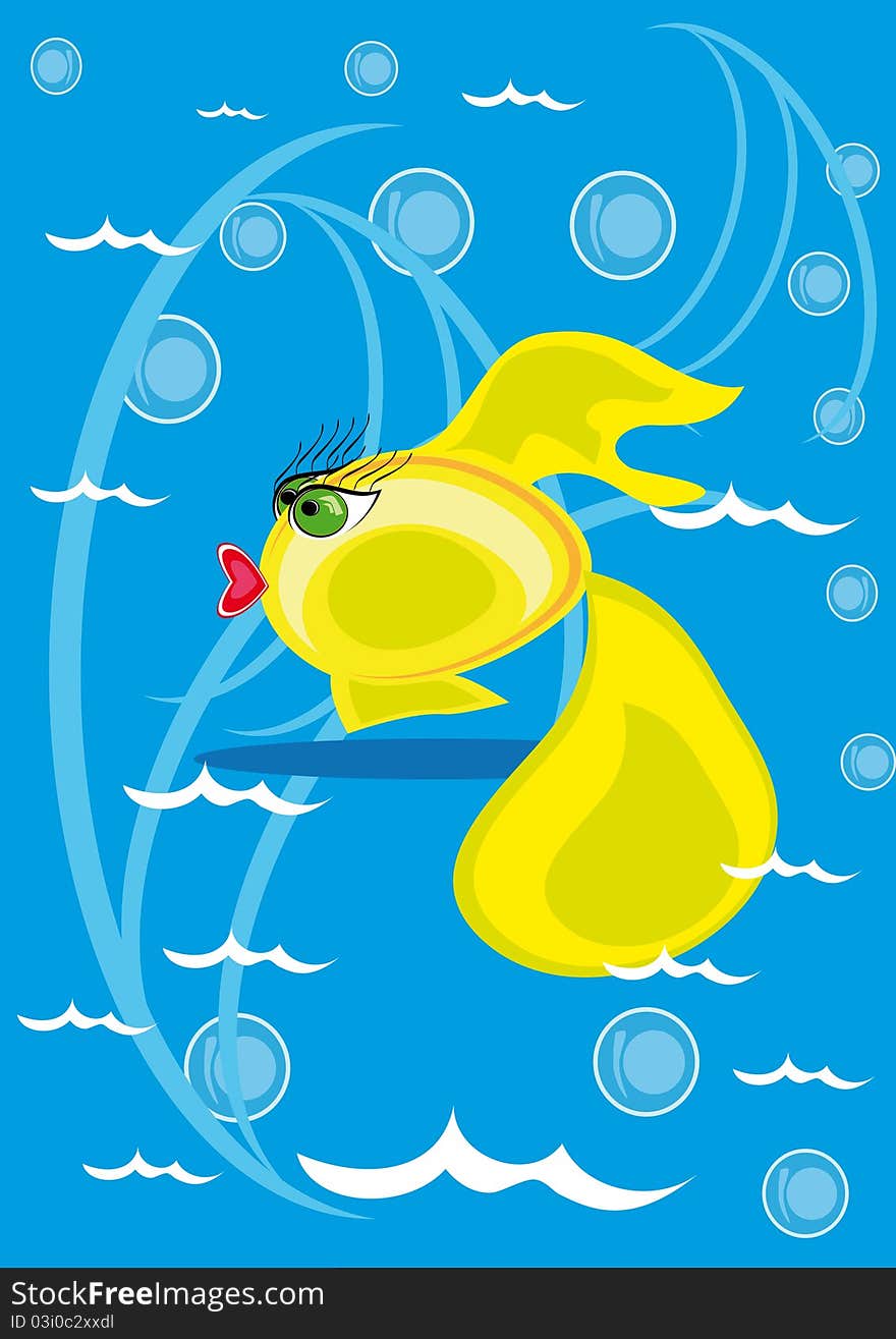 Cartoon Fish On Isolated Background