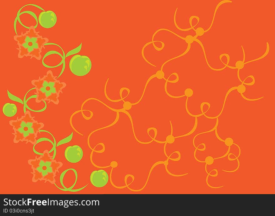 Abstract floral ornament on green. Illustration. Abstract floral ornament on green. Illustration.