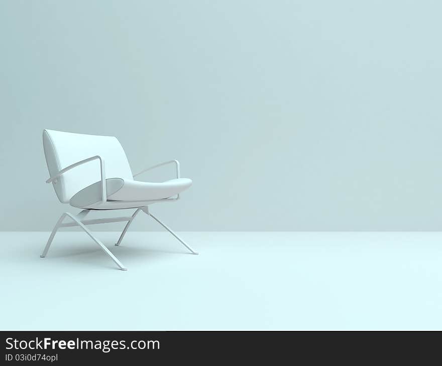 Empty room with one chair. 3d illustration. Empty room with one chair. 3d illustration