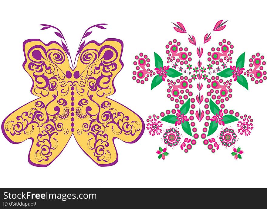 Butterfly on isolated background. Illustration.