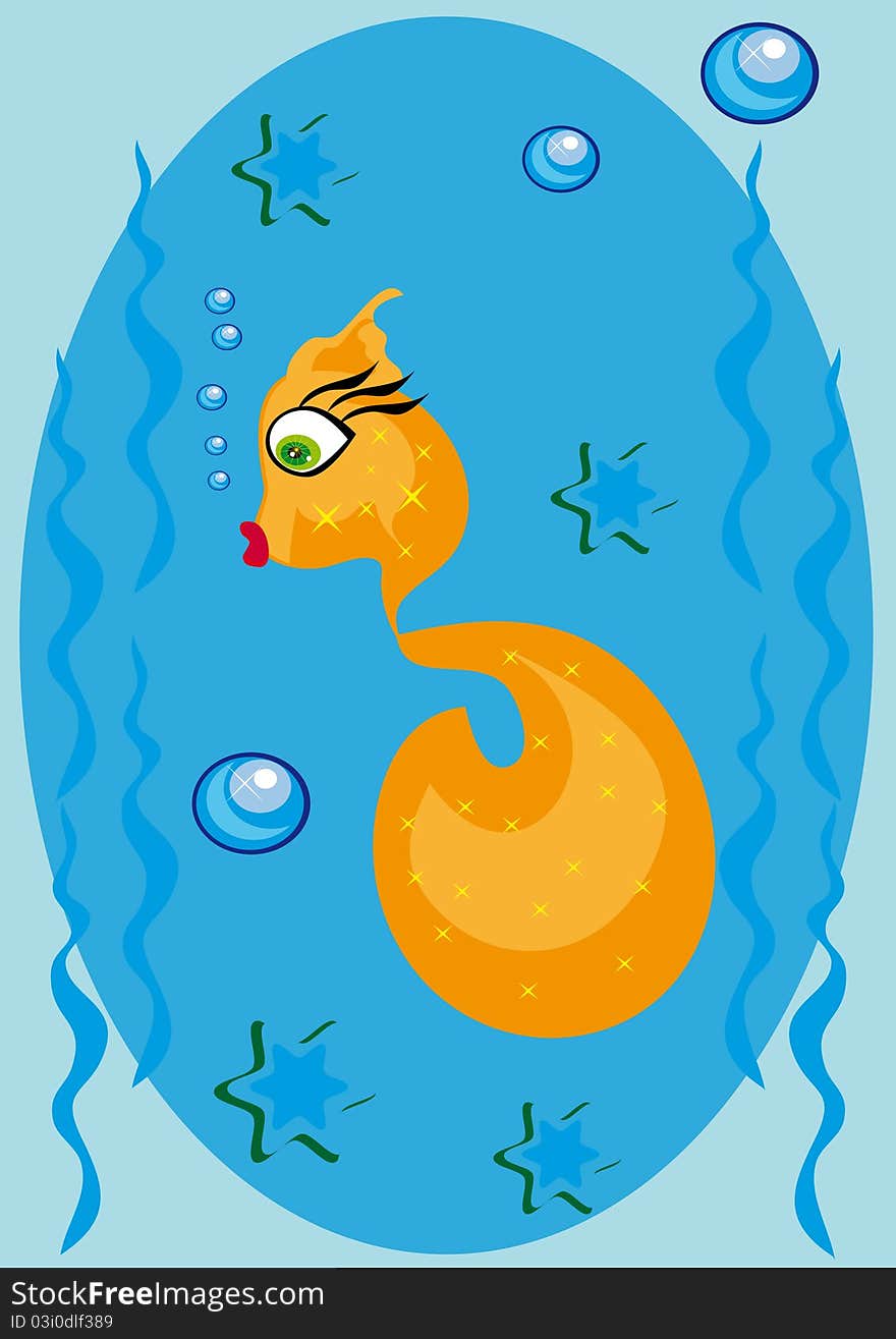 Cartoon little fish on isolated background. Illustration. Cartoon little fish on isolated background. Illustration.