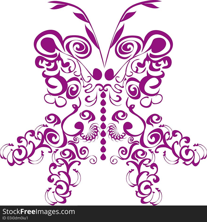 Butterfly on isolated background. Illustration.