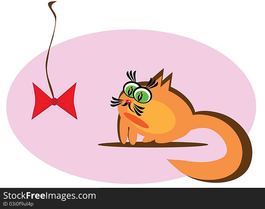 Small cartoon red cat on isolated background. Small cartoon red cat on isolated background