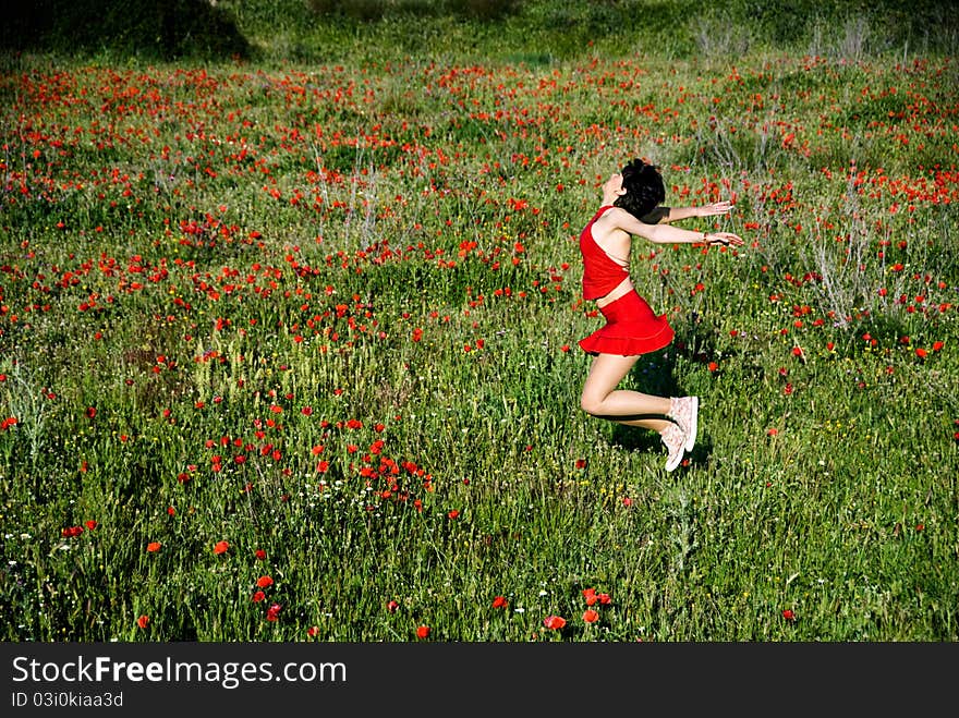 Jumping In Poppies Fields