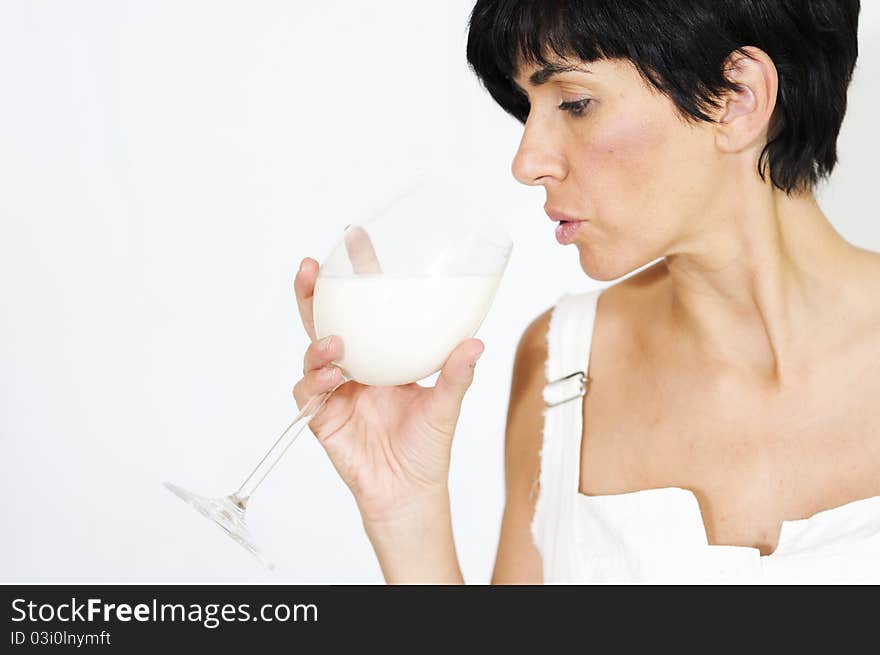 White with girl and milk