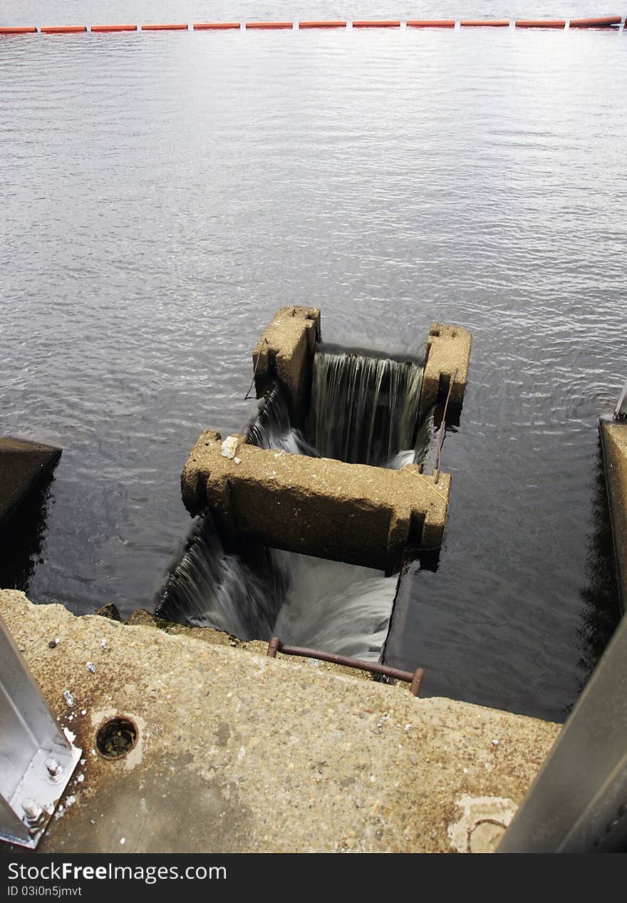 Water outlet at the dam