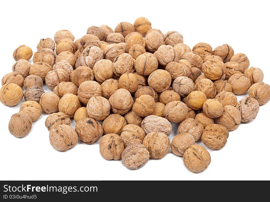 Ripe Walnut on white background