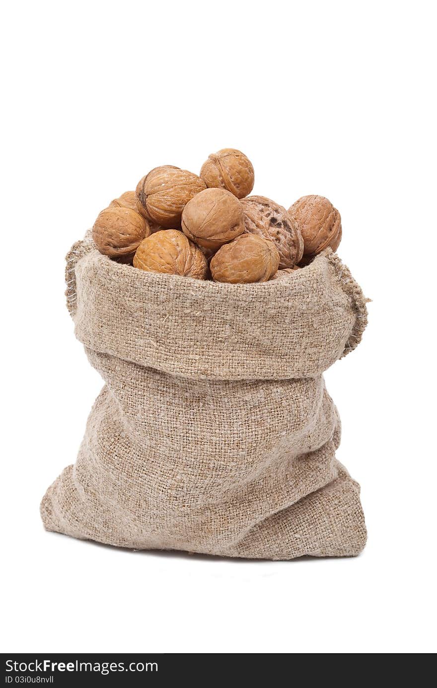 Burlap Sack With Walnuts