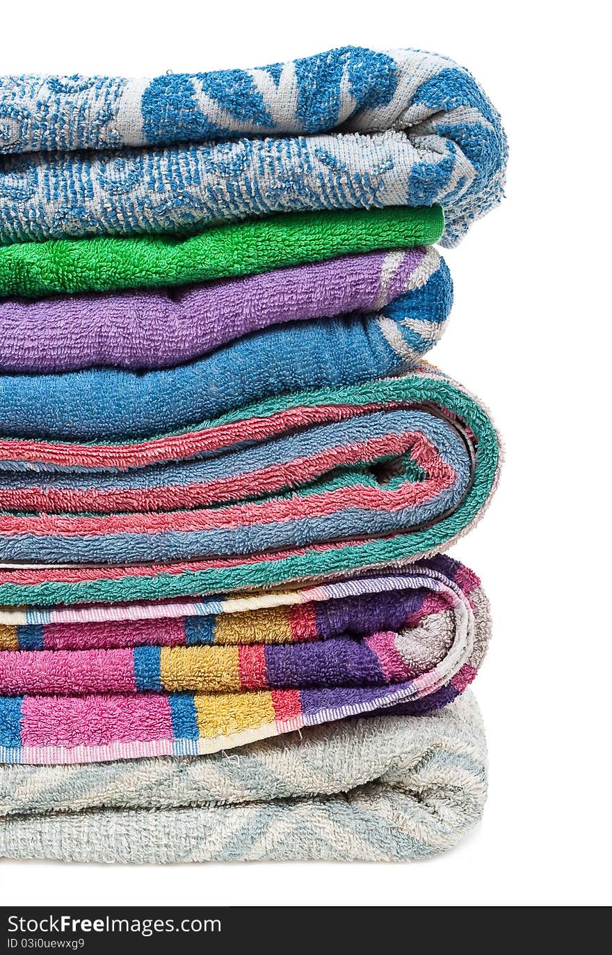 Towels stack on white background