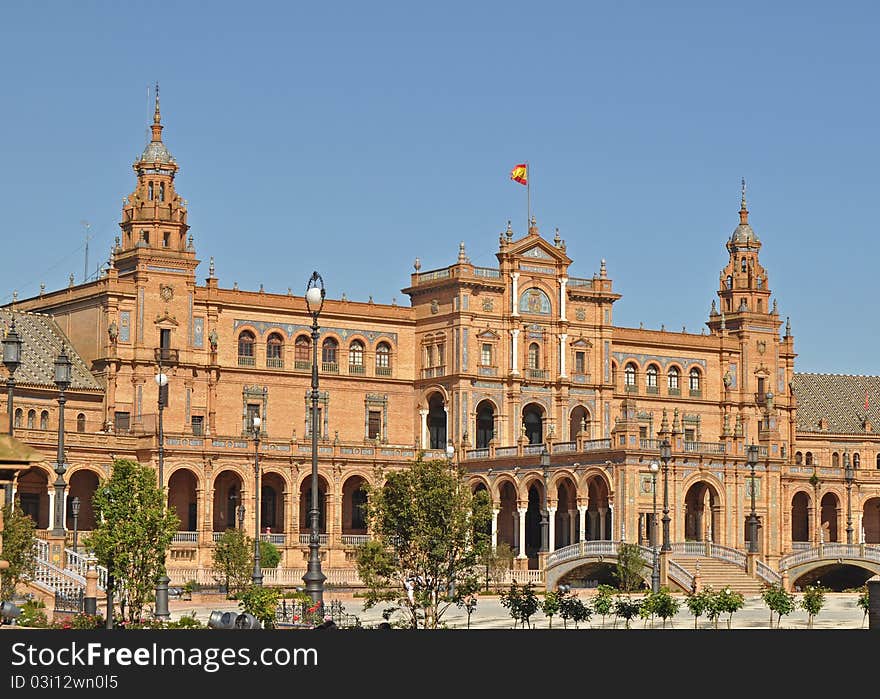 A  view of the Plaza De Espana In seville Spain