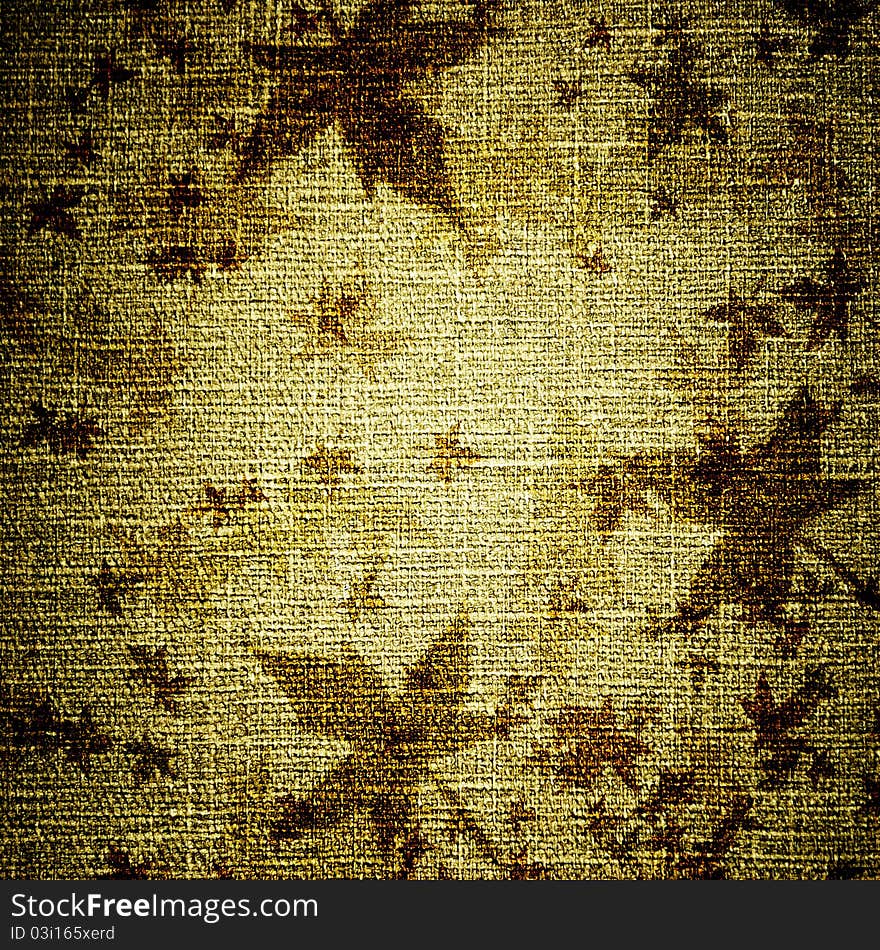 Abstract grunge leaves on canvas