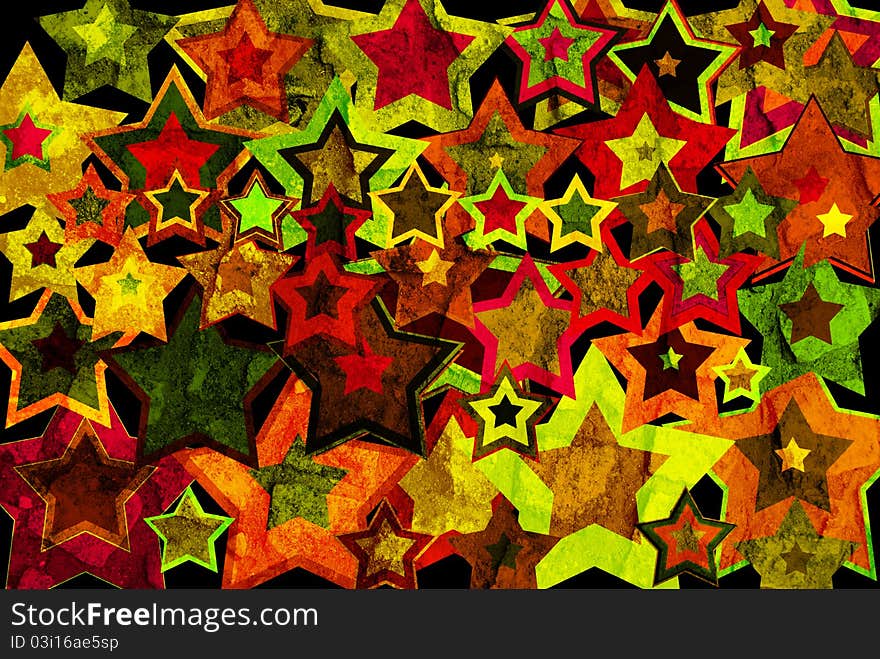 Grunge background with colorful stars. Grunge background with colorful stars