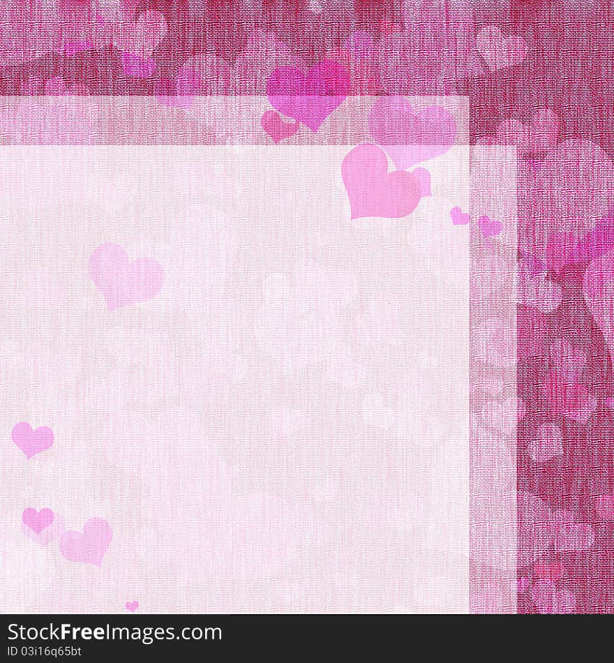 Letter form on natural canvas with hearts. Letter form on natural canvas with hearts