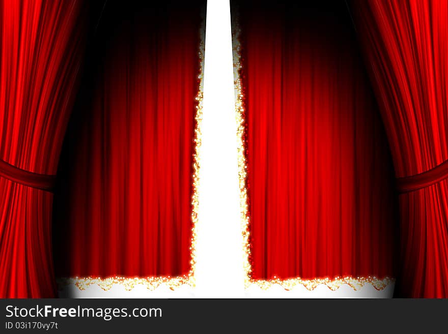 Opende red theater stage background. Opende red theater stage background