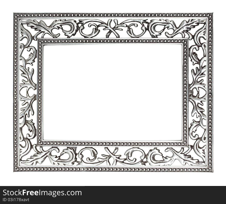 Antique silver frame isolated with clipping path