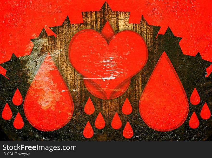 Red Hearts With Drops