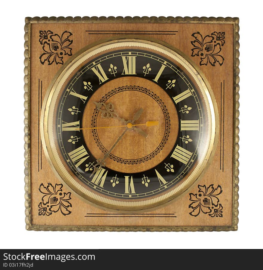 Retro wall clock isolated on white background. Retro wall clock isolated on white background