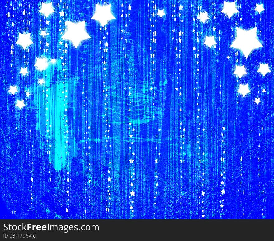 Stars on a blue grunge background