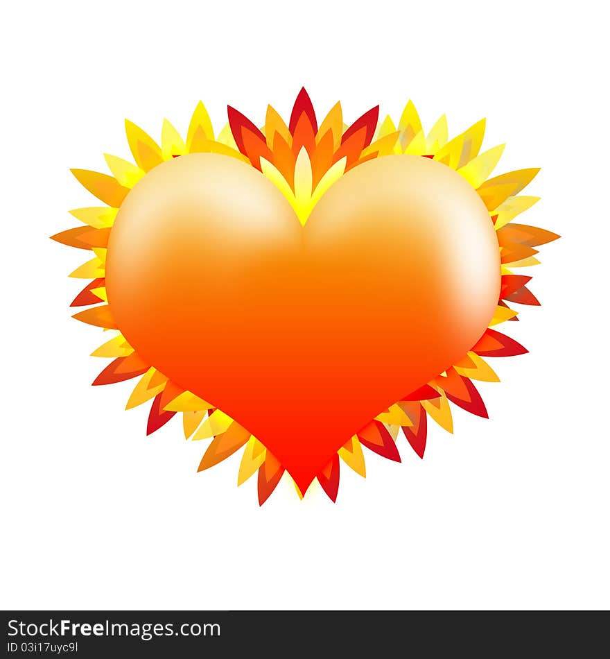 Sunny heart on a white background