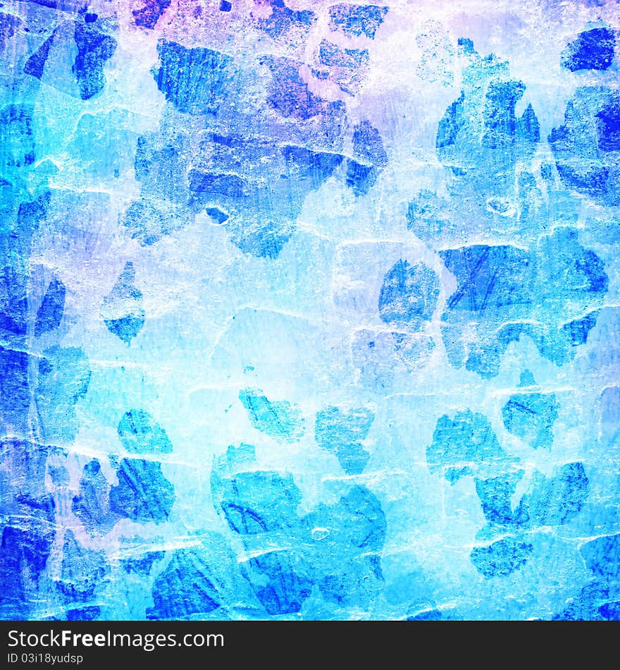 Blue grunge background with spots and print