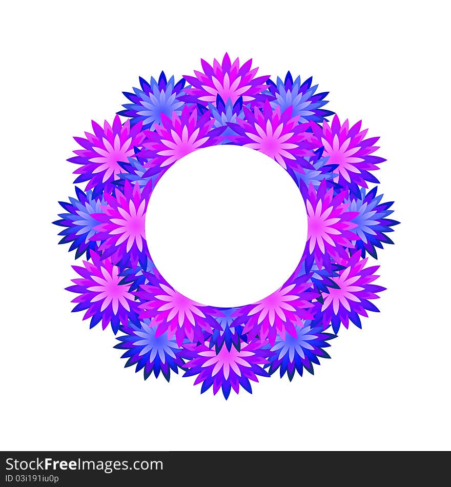 Wreath of blue and violet flowers. Wreath of blue and violet flowers