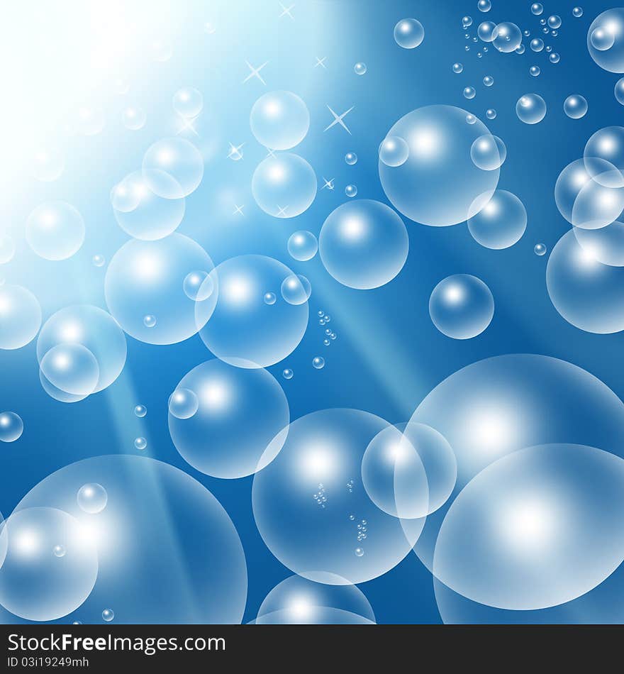 Abstract bubbles on a blue background