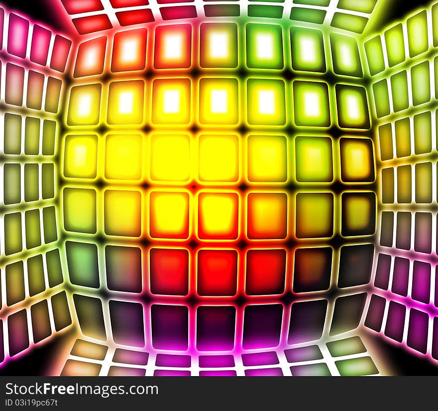 Abstract colored sphere on a color background