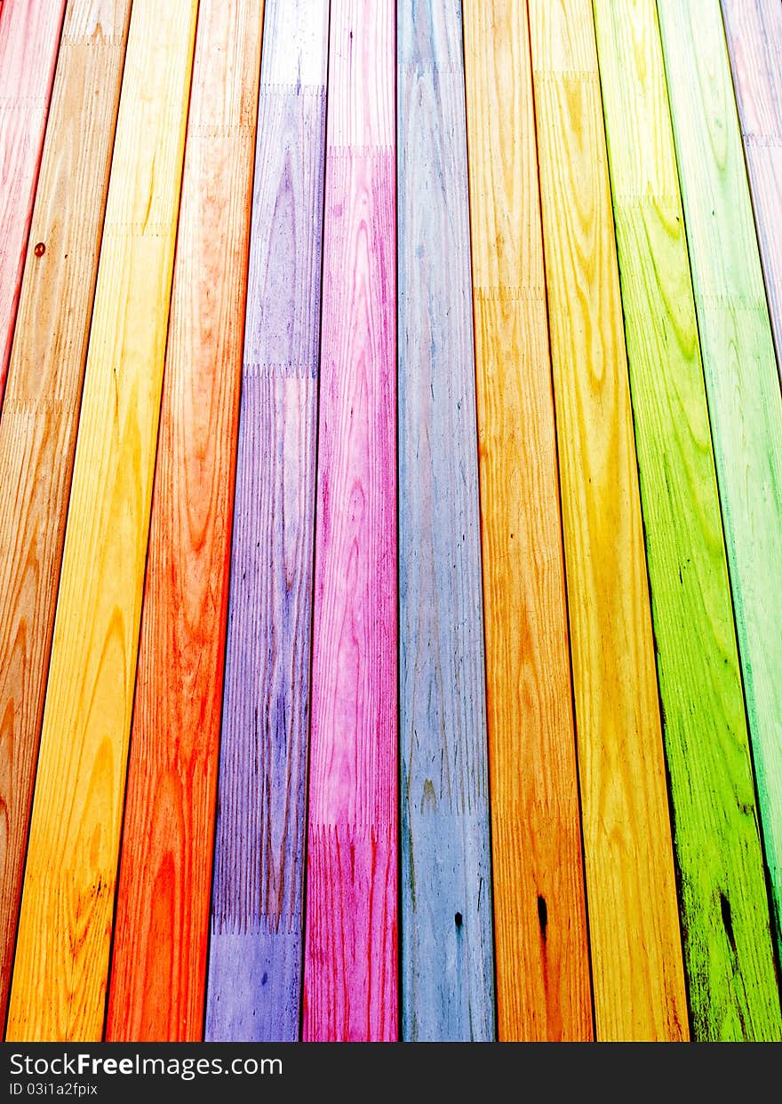 Colorful wood planks in a perspective