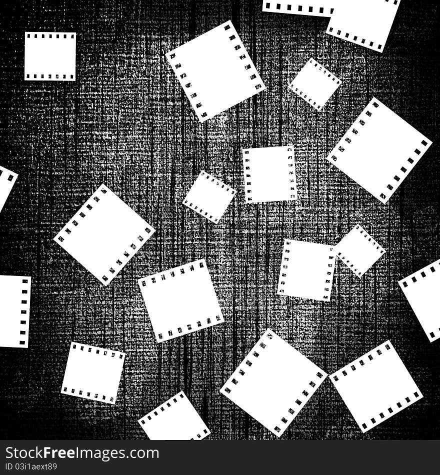 Film pieces on canvas dark background