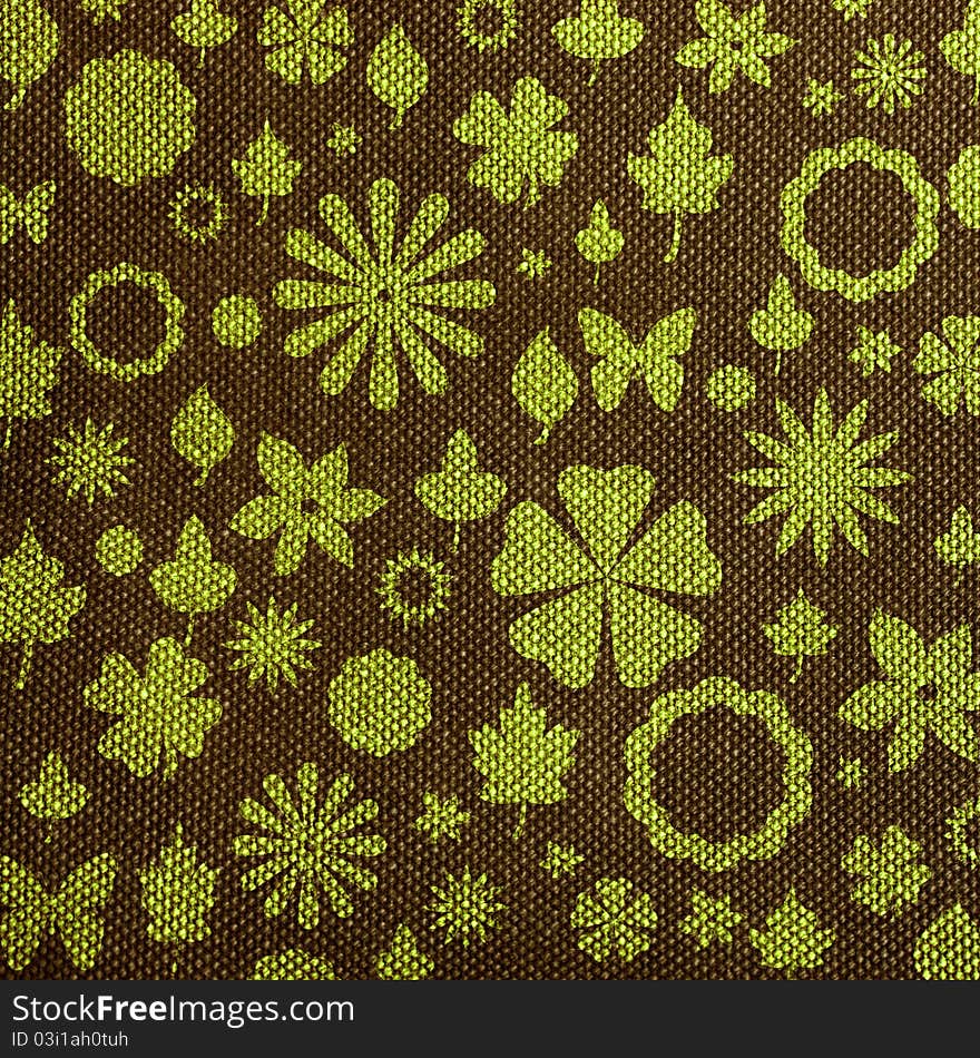 Green floral fabric texture background