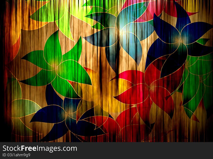 Color flowers on a curtain background. Color flowers on a curtain background