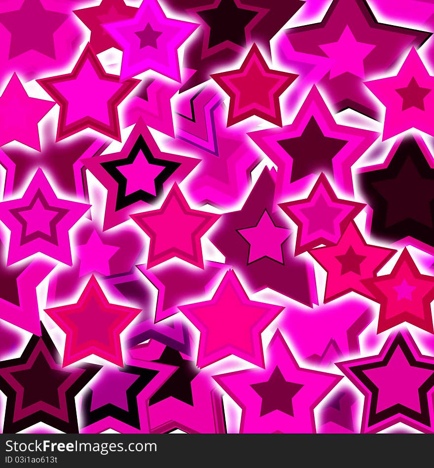 Background of pink and violet glowing stars