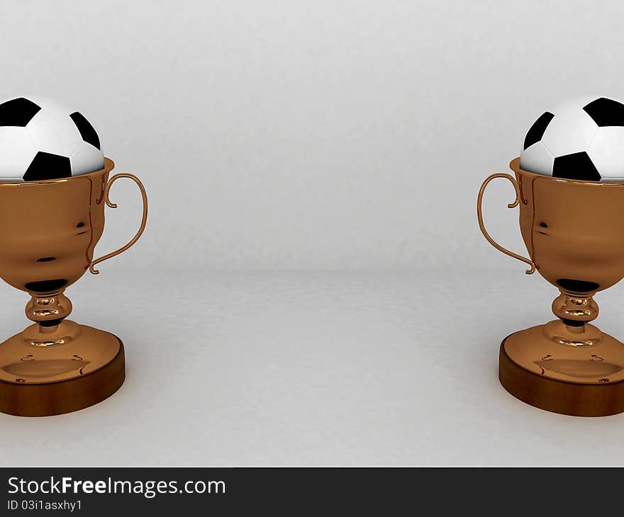 Soccer ball and the cup on a white background