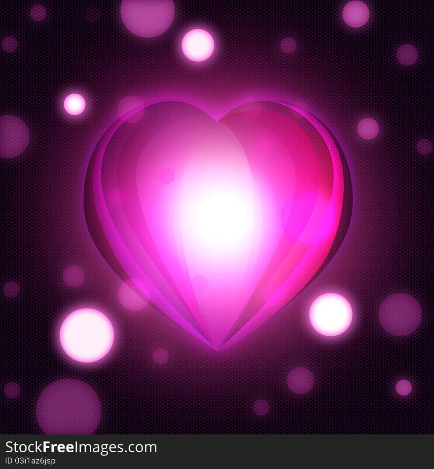 Love theme with a big glowing heart