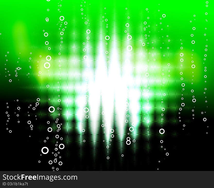 Green zigzag  blast with bubbles