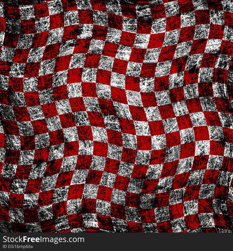 Red grunge on a twirl chessboard background. Red grunge on a twirl chessboard background